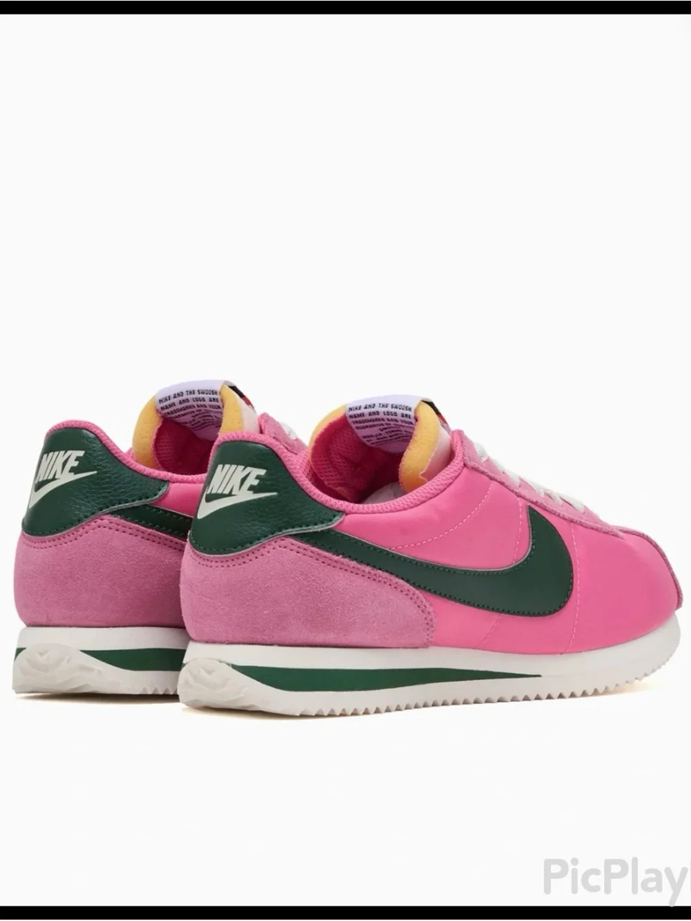 Nike Women's Cortez Pinksicle Fir Green Swoosh Accent Sneakers - Size 9 (NWOB)